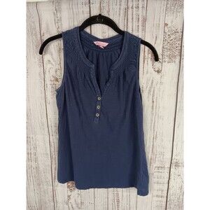 Lilly Pulitzer Tank Top Women’s Small Navy Blue V-Neck